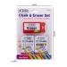 Chalk & Eraser Set 12 Coloured & 12 White 