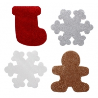 CHRISTMAS GLITTERED FOAM SHAPES ASSORTED