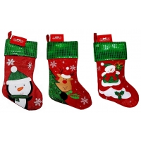 CHRISTMAS CRAFT STOCKING SNOWFLAKE GREEN RED 3 DESIGNS