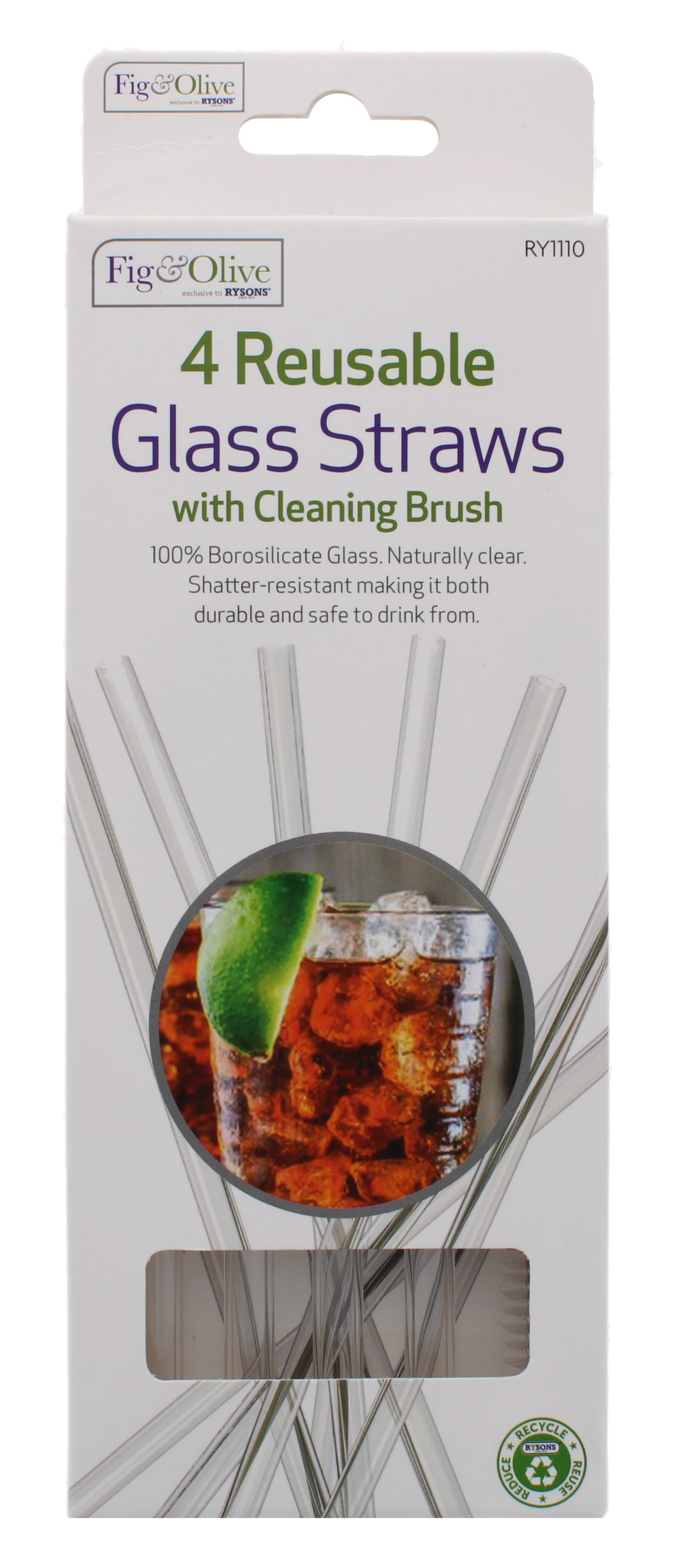 Reusable Glass Drinking Straws, Shatter Resistant